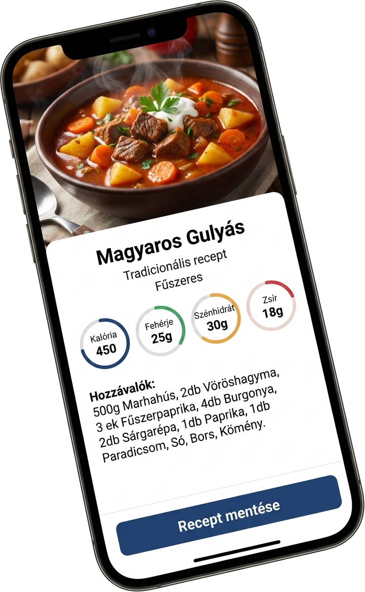 Kalória alkalmazás képernyőképe - napi kalóriakövetés
